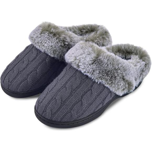 Parlovable Women's Fuzzy House Slippers Warm Soft Memory Foam Bedroom Shoes - Picture 5 of 5